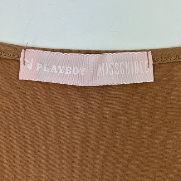 Misguided Playboy Collab Mocha cropped top - Picture 2 of 6